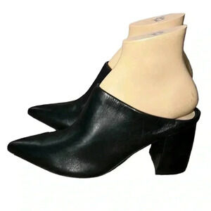 Marc Fisher Fragni Leather Pointy Toe Heeled Mules Black Size 7.5